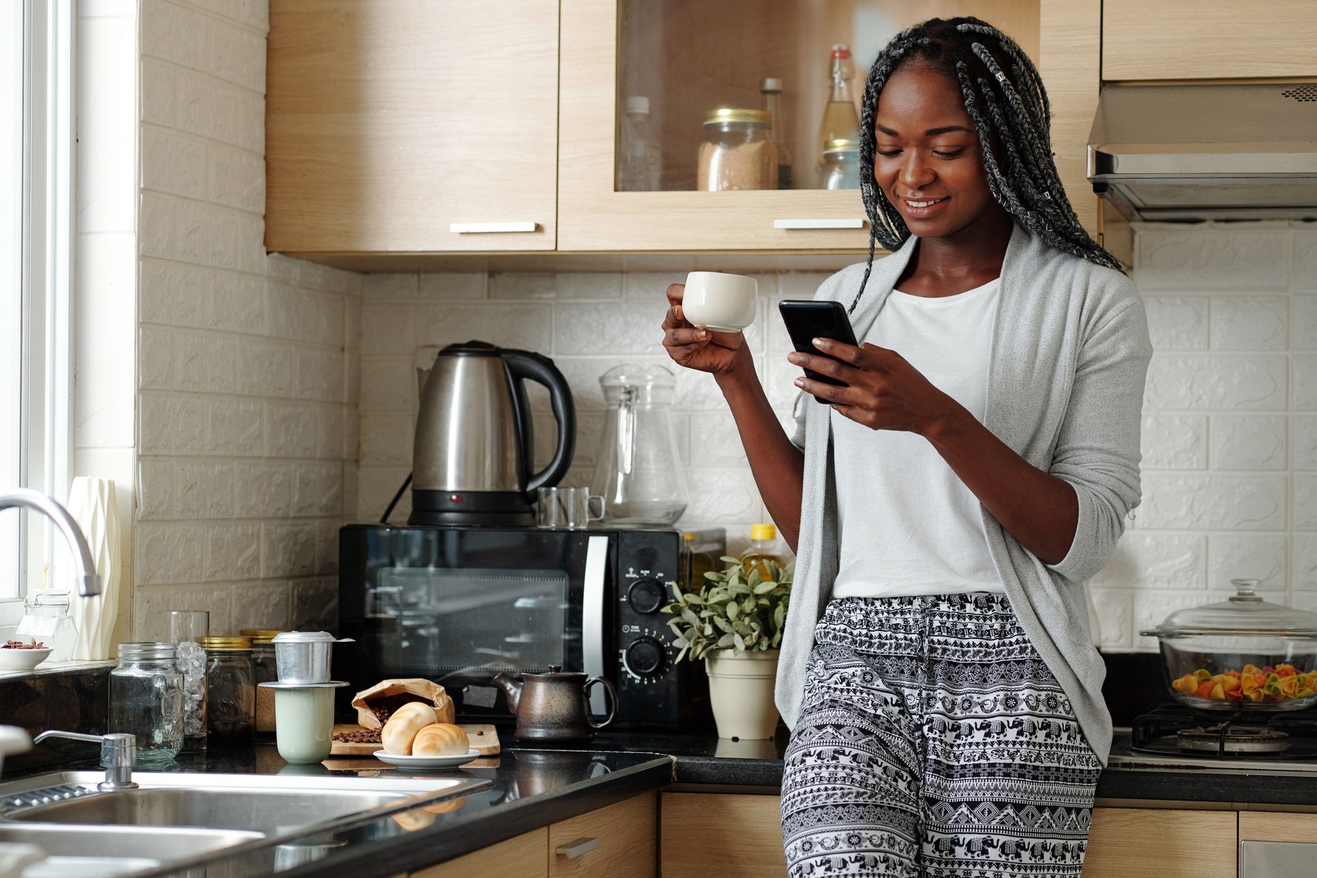 Woman checking social media